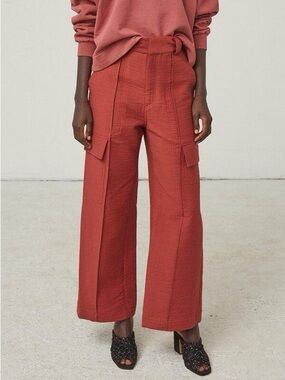 Euc Rachel Comey Acre Pant Brick Foam Wide-Leg Cargo Pants in Terracotta Red